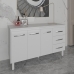 Balcão Gabinete Armário Cozinha Carine Branco com Tampo Tampão 140 cm Mobília Decor Branco