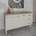 Balcão Gabinete Armário Cozinha Carine Savana Off White com Tampo Tampão 140 cm Mobília Decor Savana