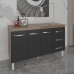 Balcão Gabinete Armário Cozinha Carine Savana Preto com Tampo Tampão 140 cm Mobília Decor Savana