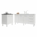 Balcão Cozinha Gabinete Para Pia 138 cm Carine e Balcão Para Cooktop 4 Bocas Fran Branco