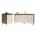 Balcão Cozinha Gabinete Para Pia 138 cm Carine e Balcão Para Cooktop 4 Bocas Fran Savana Off White