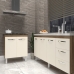 Balcão Cozinha Gabinete Para Pia 138 cm Carine e Balcão Fran Para Cooktop 5 Bocas Savana Off White