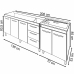 Balcão Cozinha Gabinete Para Pia 138 cm Carine e Balcão Fran Para Cooktop 5 Bocas Savana Off White