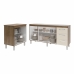 Balcão Cozinha Gabinete Para Pia 138 cm Carine e Balcão Jane Para Microondas ou Forno Elétrico Savana Off White