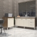 Balcão Cozinha Gabinete Para Pia 138 cm Carine e Balcão Jane Para Microondas ou Forno Elétrico Savana Off White