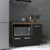 Balcão Armário Gabinete de Cozinha Para Fogão Cooktop 5 Bocas e Forno 3 Portas Alana Mobília Decor Savana Preto