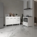 Armário Gabinete Camila 138 cm com Tampo Tampão e Balcão Evelyn Para cooktop 4 Bocas Branco