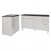 Armário Gabinete Camila 138 cm com Tampo Tampão e Balcão Evelyn Para cooktop 4 Bocas Branco e Preto