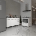 Armário Gabinete Camila 138 cm com Tampo Tampão e Balcão Evelyn Para cooktop 4 Bocas Branco e Preto
