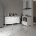 Armário Gabinete Camila 138 cm com Tampo Tampão e Balcão Evelyn Para cooktop 4 Bocas Branco e Preto