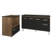 Armário Gabinete Camila 138 cm com Tampo Tampão e Balcão Evelyn Para cooktop 4 Bocas Savana e Preto