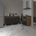 Armário Gabinete Camila 138 cm com Tampo Tampão e Balcão Evelyn Para cooktop 4 Bocas Savana e Preto