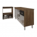 Armário Gabinete Camila 138 cm com Tampo Tampão e Balcão Evelyn Para cooktop 4 Bocas Savana com Preto
