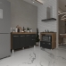 Armário Gabinete Camila 138 cm com Tampo Tampão e Balcão Evelyn Para cooktop 4 Bocas Savana com Preto