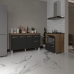 Armário Gabinete Camila 138 cm com Tampo Tampão e Balcão Evelyn Para cooktop 4 Bocas Savana com Preto