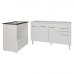 Armário Gabinete Camila 138 cm com Tampo Tampão e Balcão Evelyn Para cooktop 5 Bocas Branco