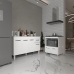 Armário Gabinete Camila 138 cm com Tampo Tampão e Balcão Evelyn Para cooktop 5 Bocas Branco