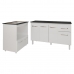 Armário Gabinete Camila 138 cm com Tampo Tampão e Balcão Evelyn Para cooktop 5 Bocas Branco e Preto