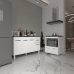 Armário Gabinete Camila 138 cm com Tampo Tampão e Balcão Evelyn Para cooktop 5 Bocas Branco e Preto