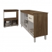 Armário Gabinete Camila 138 cm com Tampo Tampão e Balcão Evelyn Para cooktop 5 Bocas Savana e Off White