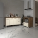Armário Gabinete Camila 138 cm com Tampo Tampão e Balcão Evelyn Para cooktop 5 Bocas Savana e Off White