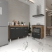 Armário Gabinete Camila 138 cm com Tampo Tampão e Balcão Evelyn Para cooktop 5 Bocas Savana com Preto