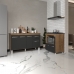 Armário Gabinete Camila 138 cm com Tampo Tampão e Balcão Evelyn Para cooktop 5 Bocas Savana com Preto