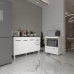 Armário Gabinete Camila 138 cm com Tampo Tampão e Balcão Amanda para Forno e Microondas Branco e Preto