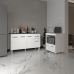 Armário Gabinete Camila 138 cm com Tampo Tampão e Balcão Amanda para Forno e Microondas Branco e Preto
