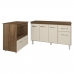 Armário Gabinete Camila 138 cm com Tampo Tampão e Balcão Amanda para Forno e Microondas Savana e Off White