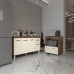 Armário Gabinete Camila 138 cm com Tampo Tampão e Balcão Amanda para Forno e Microondas Savana e Off White