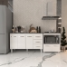 Gabinete Armário Carine 138 cm com Tampo Tampão e Balcão Evelyn Para cooktop 4 Bocas Branco e Preto