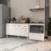 Gabinete Armário Carine 138 cm com Tampo Tampão e Balcão Evelyn Para cooktop 4 Bocas Branco e Preto
