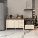 Gabinete Armário Carine 138 cm com Tampo Tampão e Balcão Evelyn Para cooktop 4 Bocas Savana e Off White