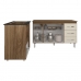 Gabinete Armário Carine 138 cm com Tampo Tampão e Balcão Evelyn Para cooktop 4 Bocas Savana e Off White