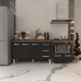 Gabinete Armário Carine 138 cm com Tampo Tampão e Balcão Evelyn Para cooktop 4 Bocas Savana e Preto