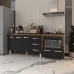 Gabinete Armário Carine 138 cm com Tampo Tampão e Balcão Evelyn Para cooktop 4 Bocas Savana e Preto