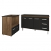 Gabinete Armário Carine 138 cm com Tampo Tampão e Balcão Evelyn Para cooktop 4 Bocas Savana e Preto