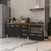 Gabinete Armário Carine 138 cm com Tampo Tampão e Balcão Evelyn Para cooktop 4 Bocas Savana com Preto