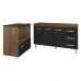 Gabinete Armário Carine 138 cm com Tampo Tampão e Balcão Evelyn Para cooktop 4 Bocas Savana com Preto