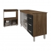Gabinete Armário Carine 138 cm com Tampo Tampão e Balcão Evelyn Para cooktop 4 Bocas Savana com Preto