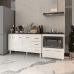 Gabinete Armário Carine 138 cm com Tampo Tampão e Balcão Evelyn Para cooktop 5 Bocas Branco e Preto