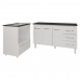 Gabinete Armário Carine 138 cm com Tampo Tampão e Balcão Evelyn Para cooktop 5 Bocas Branco e Preto