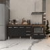 Gabinete Armário Carine 138 cm com Tampo Tampão e Balcão Evelyn Para cooktop 5 Bocas Savana e Preto
