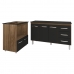 Gabinete Armário Carine 138 cm com Tampo Tampão e Balcão Evelyn Para cooktop 5 Bocas Savana e Preto