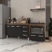Gabinete Armário Carine 138 cm com Tampo Tampão e Balcão Evelyn Para cooktop 5 Bocas Savana com Preto