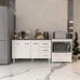 Gabinete Armário Carine 138 cm com Tampo Tampão e Balcão Amanda para Forno e Microondas Branco e Preto