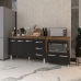 Gabinete Armário Carine 138 cm com Tampo Tampão e Balcão Amanda para Forno e Microondas Savana com Preto