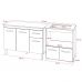 Balcão Armário Gabinete Aline 118 cm com Tampo Tampão e Balcão Evelyn para Cooktop 4 Bocas Branco