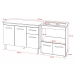 Balcão Armário Gabinete Aline 118 cm Branco com Tampo Preto e Balcão Evelyn para Cooktop 5 Bocas Branco